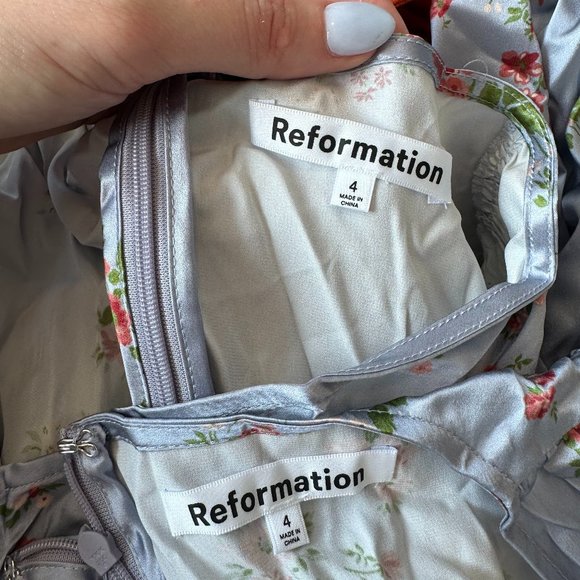 Reformation Kaye Silk Midi Dress SZ 4 Melba Floral V-neck Ruffles Cap Sleeves - Picture 3 of 10